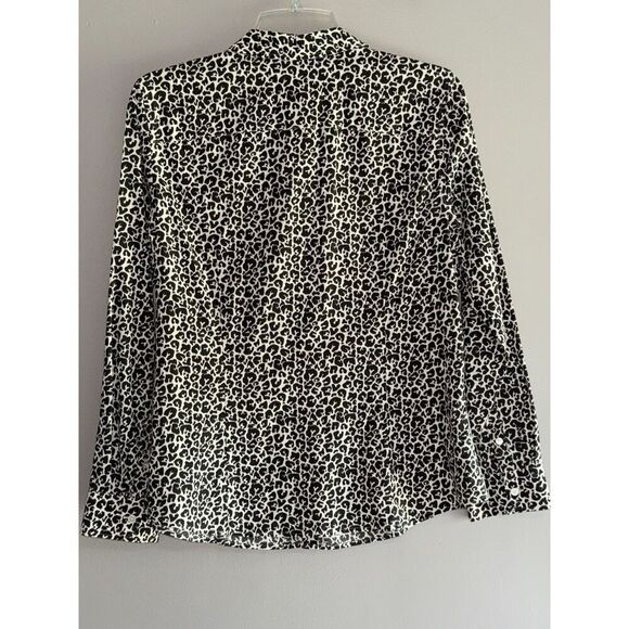 Talbots Blouse 12P Animal Print Leopard Preppy Career Shirt Office Wear No Iron - Picture 8 of 14